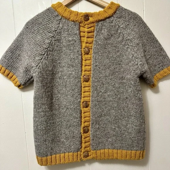 babaa • no5 ochre chunky knit spanish wool button‑back sweater rare - Picture 1 of 6